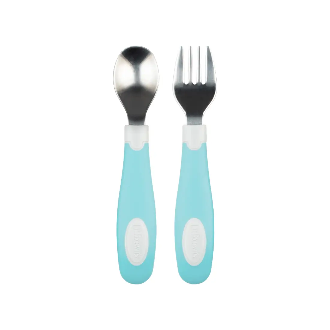 Set lingura si furculita Soft-Grip, verde 12 luni+