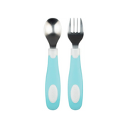 Set lingura si furculita Soft-Grip, verde 12 luni+