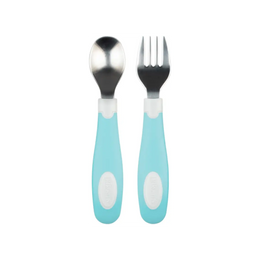 Set lingura si furculita Soft-Grip, verde 12 luni+