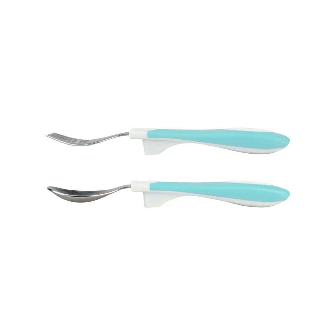 Set lingura si furculita Soft-Grip, verde 12 luni+