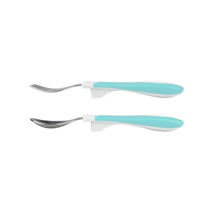 Set lingura si furculita Soft-Grip, verde 12 luni+