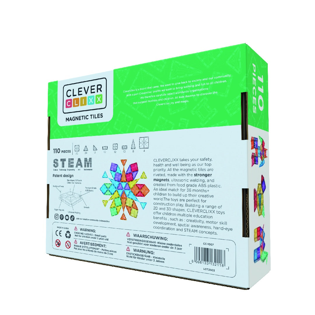 Set magnetic de construit Inventiv 110 piese, Cleverclixx