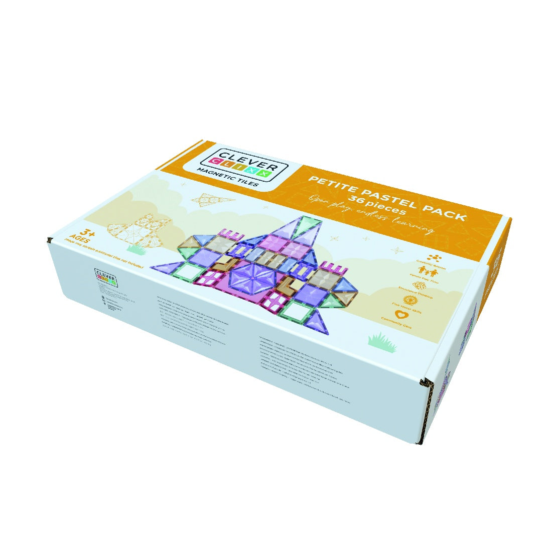 Set magnetic de construit Pastel 36 piese, Cleverclixx