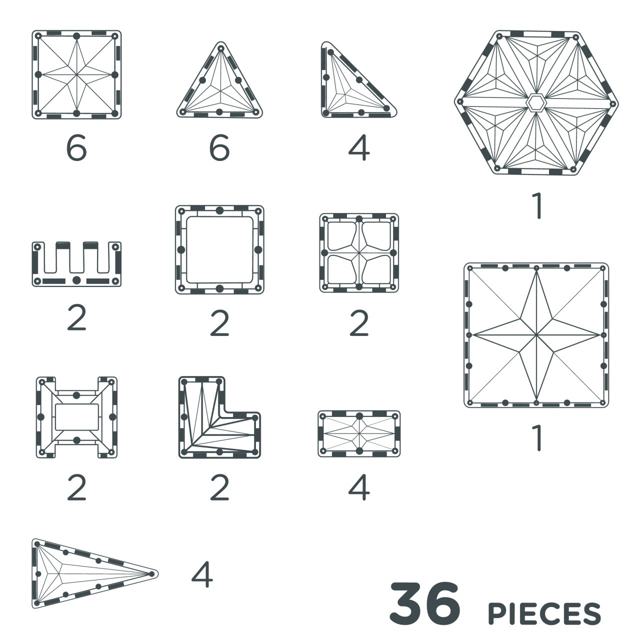 Set magnetic de construit Pastel 36 piese, Cleverclixx