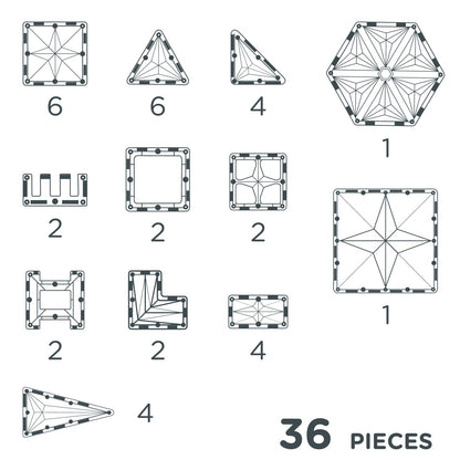Set magnetic de construit Pastel 36 piese, Cleverclixx