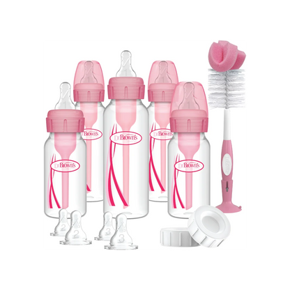 Set Promotional Accesorii si Biberoane Anti-colici cu Gat Ingust PP "Options Plus"ROZ