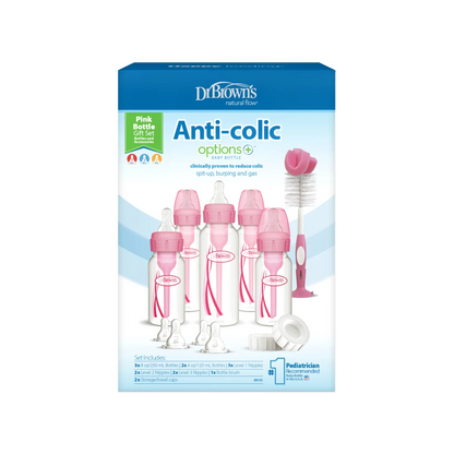 Set Promotional Accesorii si Biberoane Anti-colici cu Gat Ingust PP "Options Plus"ROZ