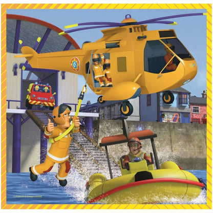 Set puzzle 3 in 1 Trefl Fireman Sam, Pompierul Sam in actiune, 1x20 piese, 1x36 piese, 1x50 piese