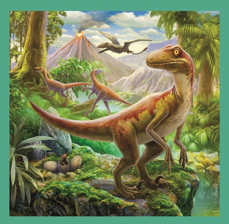 Set puzzle 3 in 1 Trefl Lumea extraordinara a dinozaurilor, 1x20 piese, 1x36 piese, 1x50 piese