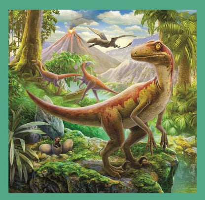 Set puzzle 3 in 1 Trefl Lumea extraordinara a dinozaurilor, 1x20 piese, 1x36 piese, 1x50 piese