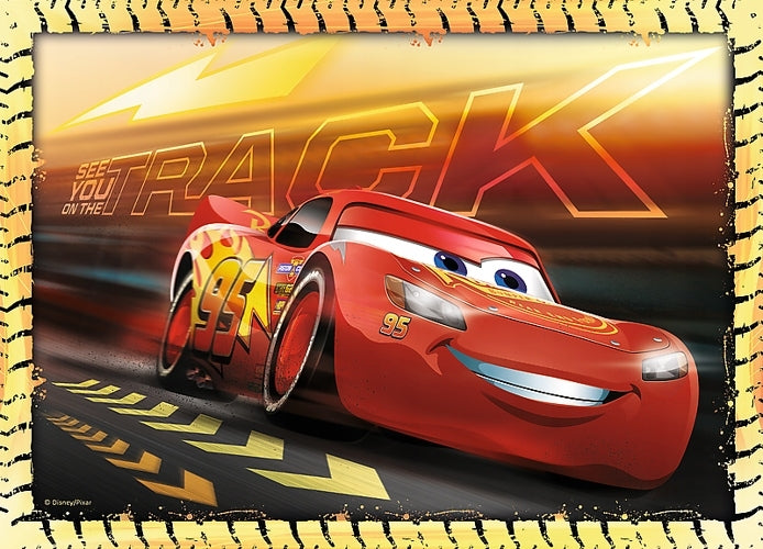 Set puzzle 4 in 1 Trefl Disney Cars, Gata de cursa 1x35 piese, 1x48 piese, 1x54 piese, 1x70 piese