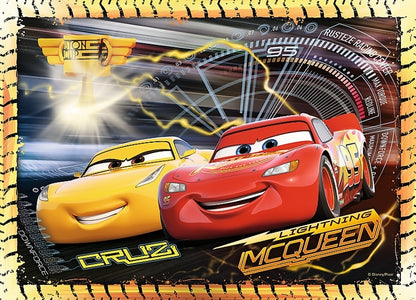 Set puzzle 4 in 1 Trefl Disney Cars, Gata de cursa 1x35 piese, 1x48 piese, 1x54 piese, 1x70 piese