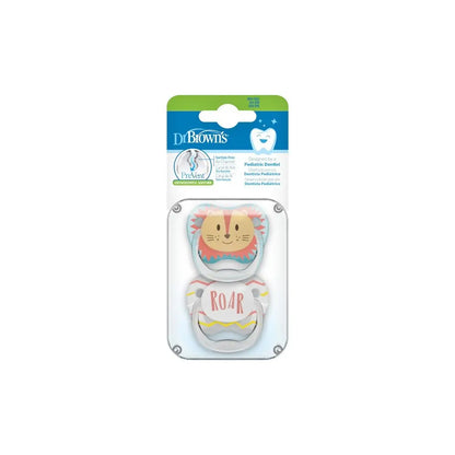 Suzeta PreVent, 0-6 luni, Imprimata "Animal Face", 2 pack, baieti