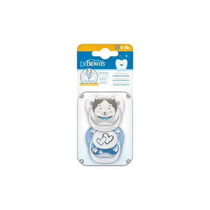 Suzeta PreVent, 6-18 luni, Imprimata "Animal Face", 2 pack, baieti