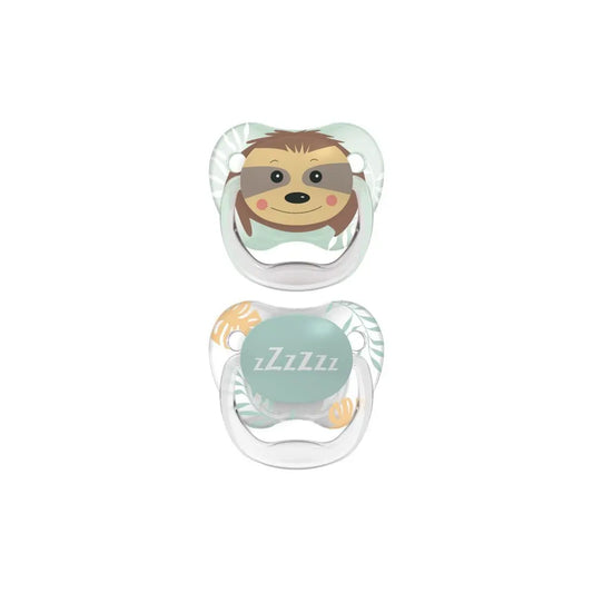 Suzeta PreVent, 6-18 luni, Imprimata "Animal Face", 2 pack, fete