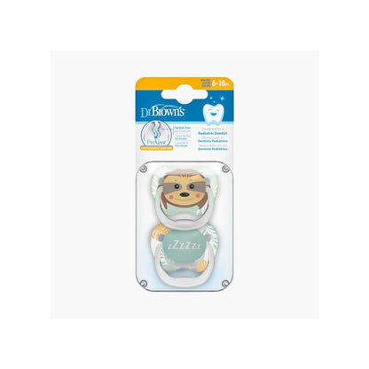 Suzeta PreVent, 6-18 luni, Imprimata "Animal Face", 2 pack, fete