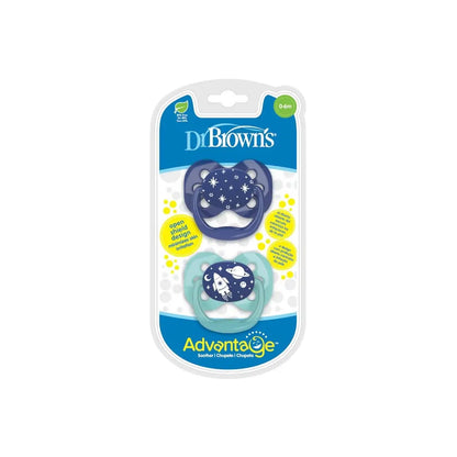Suzeta silicon "Advantage" cu capac, nivel 1 (0-6 luni), baieti (2 pack)