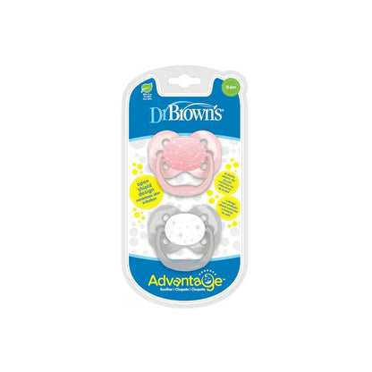 Suzeta silicon "Advantage" cu capac, nivel 1 (0-6 luni), fetite (2 pack)