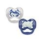 Suzeta silicon "Advantage" cu capac, nivel 1 (0-6 luni), culori fosforescente ptr. baieti (2 pack)