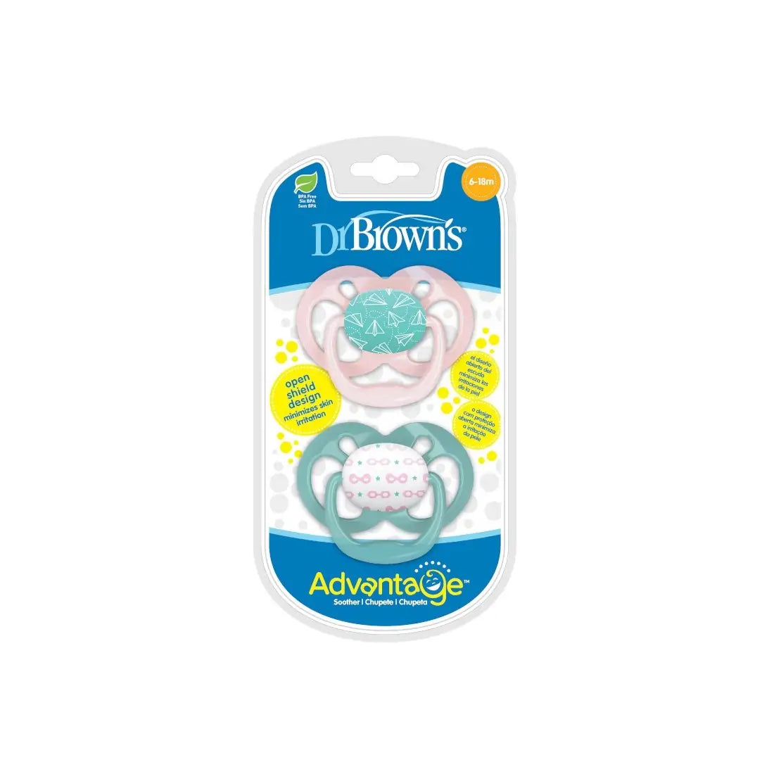 Suzeta silicon "Advantage" cu capac, nivel 2 (6-18 luni), fetite (2 pack)