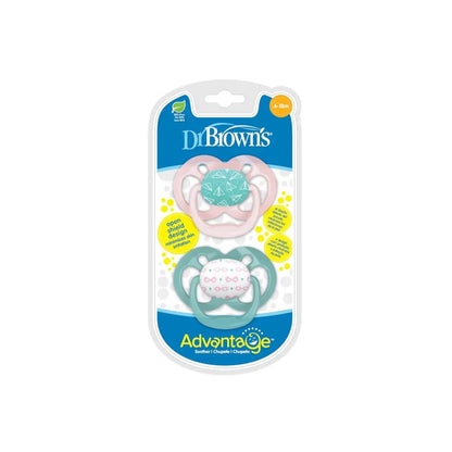 Suzeta silicon "Advantage" cu capac, nivel 2 (6-18 luni), fetite (2 pack)
