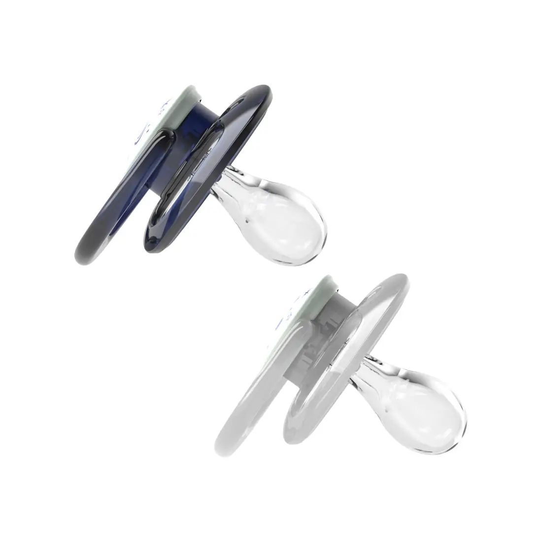 Suzeta silicon "Advantage" cu capac, nivel 2 (6-18 luni), culori fosforescente ptr. baieti (2 pack)