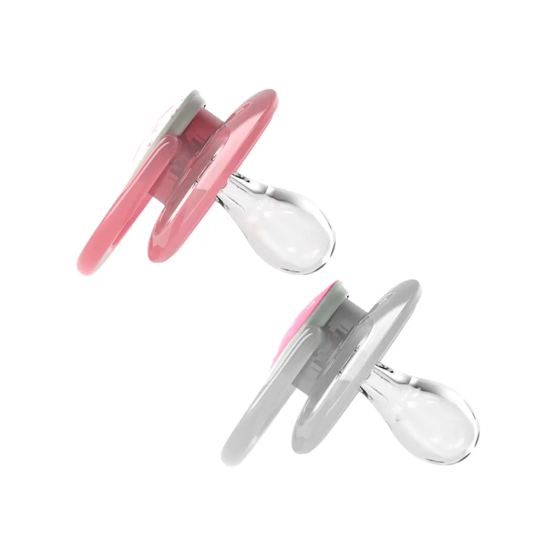 Suzeta silicon "Advantage" cu capac, nivel 2 (6-18 luni), culori fosforescente ptr. fetite (2 pack)