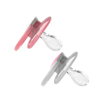 Suzeta silicon "Advantage" cu capac, nivel 2 (6-18 luni), culori fosforescente ptr. fetite (2 pack)