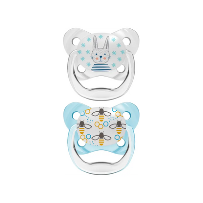 Suzeta Silicon PreVent 0-6 luni, Design Fluture, albastra (2 pack)
