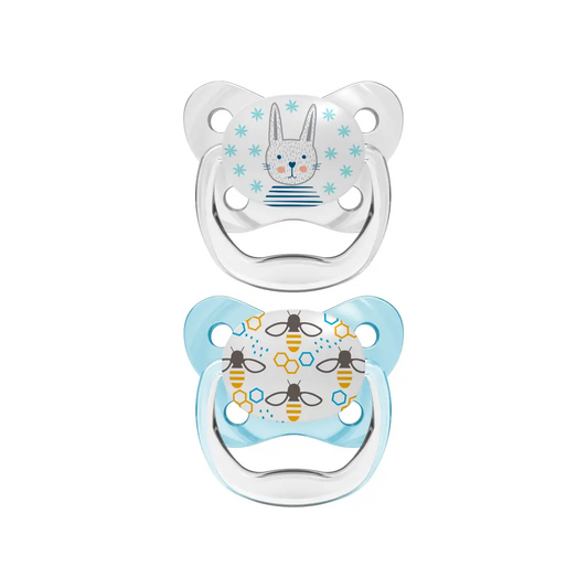 Suzeta Silicon PreVent 0-6 luni, Design Fluture, albastra (2 pack)