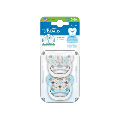 Suzeta Silicon PreVent 0-6 luni, Design Fluture, albastra (2 pack)