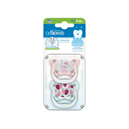 Suzeta Silicon PreVent 0-6 luni, Design Fluture, roz (2 pack)