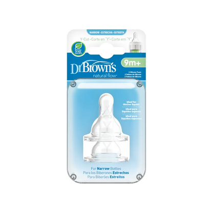 Tetine din silicon pentru biberoane cu gat ingust cu taietura in Y pentru lichide dense (2 pack)