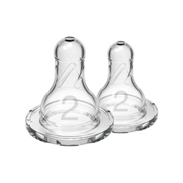 Tetine din silicon pentru biberoane cu gat ingust nivel 2 (3-6 luni) (2 pack)