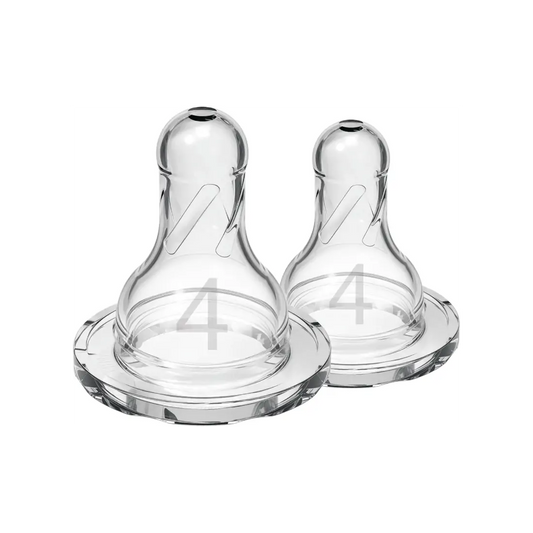 Tetine din silicon pentru biberoane cu gat ingust nivel 4 (9 luni+) (2 pack)