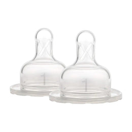 Tetine din silicon pentru biberoane cu Gat Larg nivelul 1 (0-3 luni) (2 pack)
