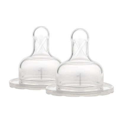 Tetine din silicon pentru biberoane cu Gat Larg nivelul 1 (0-3 luni) (2 pack)