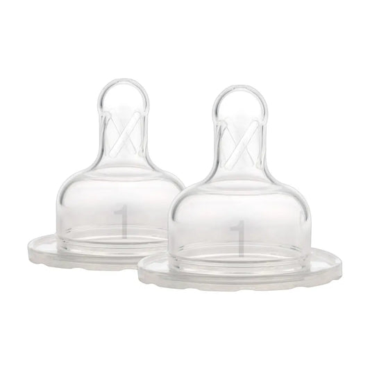 Tetine din silicon pentru biberoane cu Gat Larg nivelul 1 (0-3 luni) (2 pack)