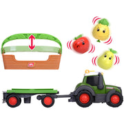 Tractor Simba ABC Freddy Fruit Trailer 30 cm cu lumini, sunete, remorca si figurine