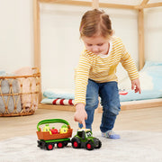 Tractor Simba ABC Freddy Fruit Trailer 30 cm cu lumini, sunete, remorca si figurine